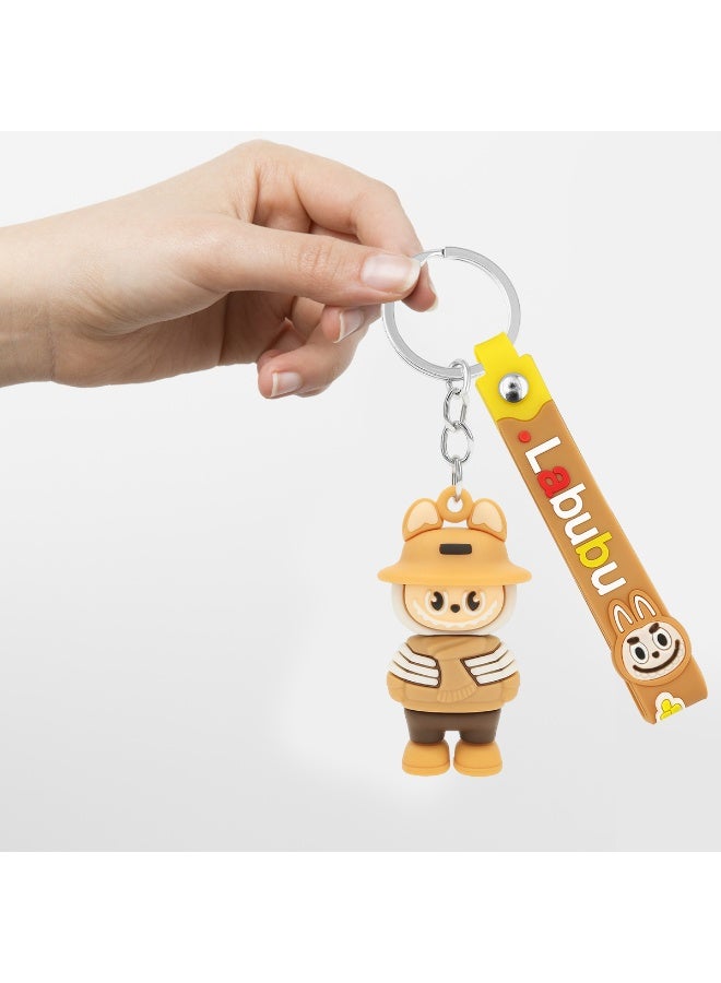 لابوبو سلسلة مفاتيح LABUBU على شكل شخصية كرتونية مع بطاقة مطاطية مقاس 12.5 سم - مادة PVC متينة، سلسلة مفاتيح محمولة للحقائب وحقائب الظهر والمفاتيح، هدية مثالية للفتيات والأصدقاء والعائلة - Image 3