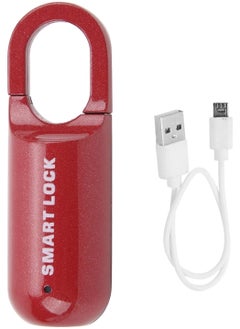 Smart Fingerprint Padlock, Rechargeable Biometric Lock for Locker, Suitcase, Backpack, Luggage, Save 10 Fingerprints - Red