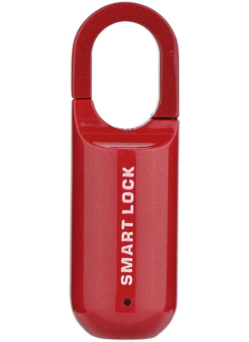 Rubik - Smart Fingerprint Padlock, Rechargeable Biometric Lock for Locker, Suitcase, Backpack, Luggage, Save 10 Fingerprints - Red - Image 1