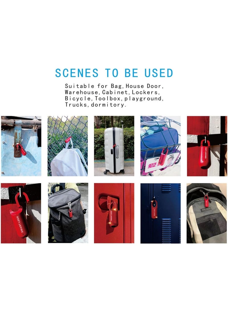 Rubik - Smart Fingerprint Padlock, Rechargeable Biometric Lock for Locker, Suitcase, Backpack, Luggage, Save 10 Fingerprints - Red - Image 1