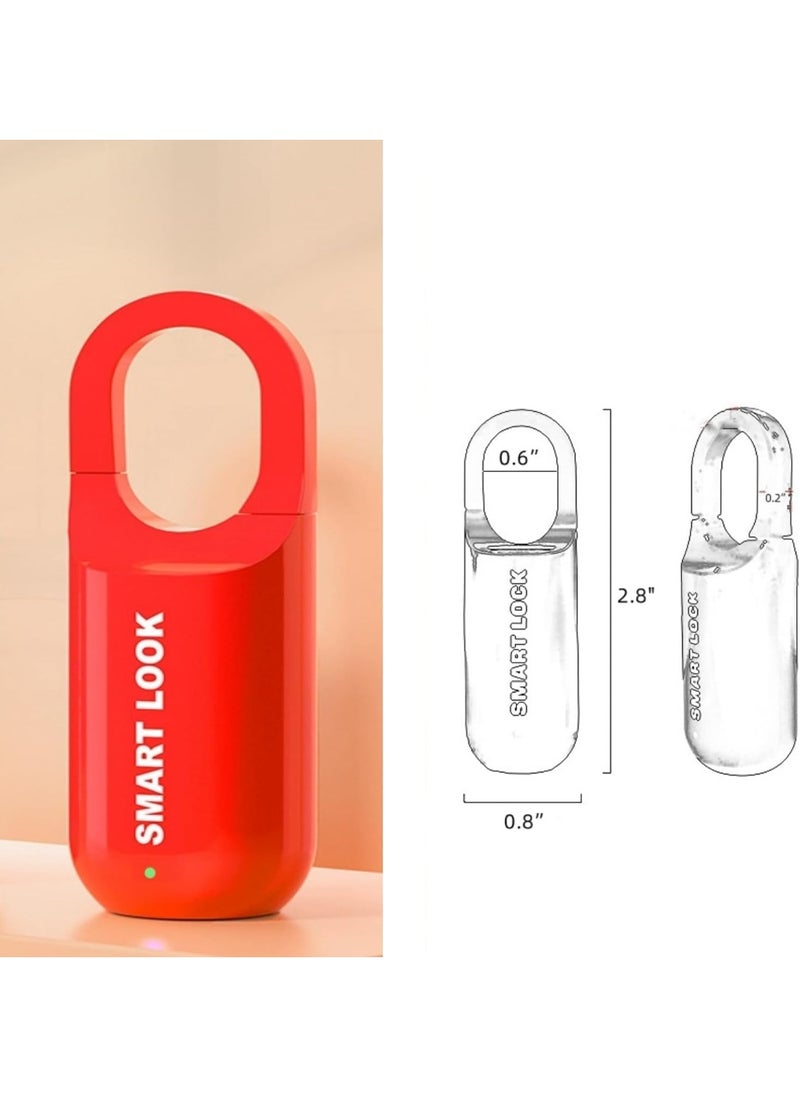 Rubik - Smart Fingerprint Padlock, Rechargeable Biometric Lock for Locker, Suitcase, Backpack, Luggage, Save 10 Fingerprints - Red - Image 1