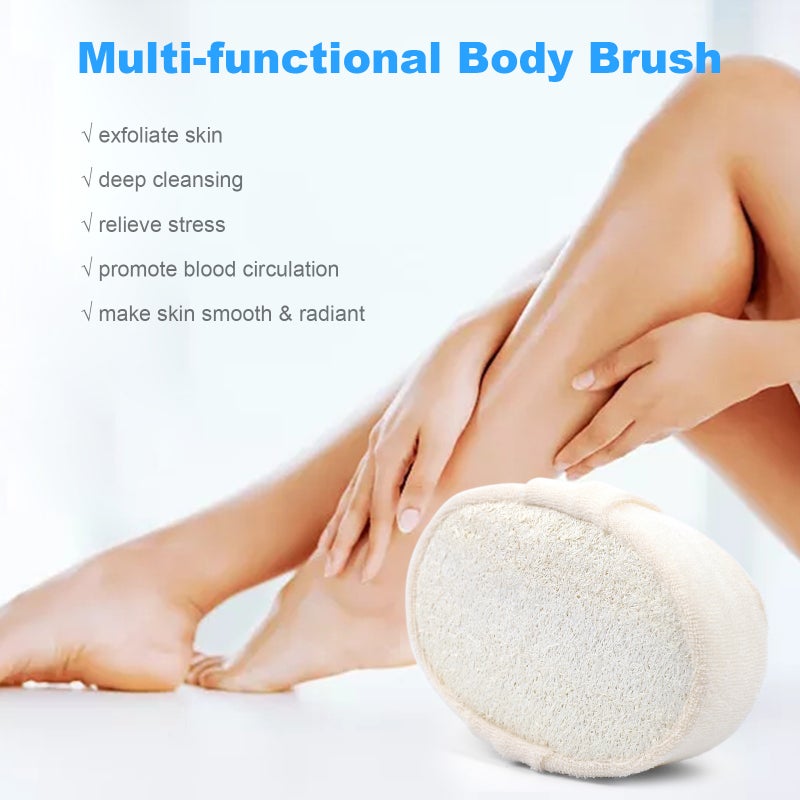 Body Brush: Beige High Elasticity Sponge - Medium Texture Lathers Well, Exfoliating Massage Back Washer for Bath Shower Men and Women - Image 4