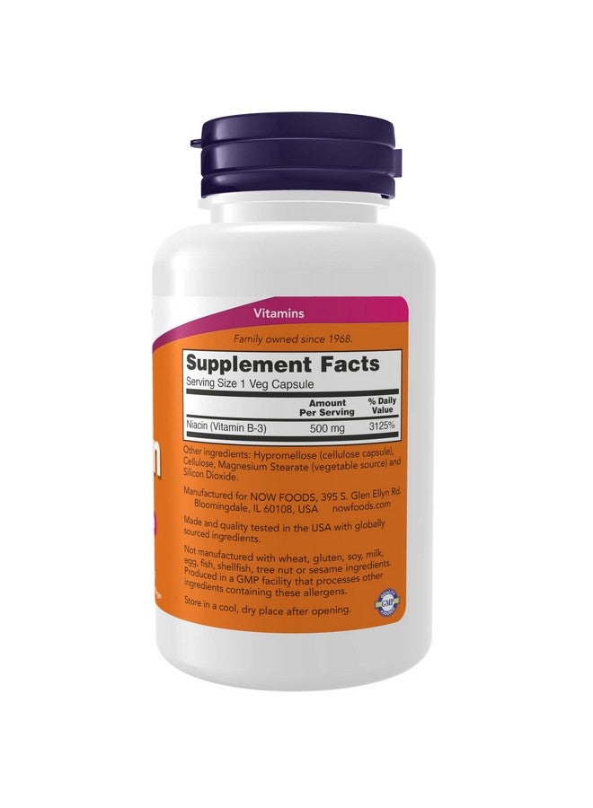 now Supplements Niacin (Vitamin B3) 500 Mg Essential Bgroup Vitamin* Nutritional Health 100 Capsules - Image 3