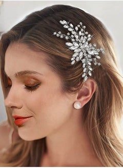 Oasisgalore Silver Crystal Bride Wedding Hair Comb, Bridal Side Clip Hair Accessory for Women and Girls.  - Image 1