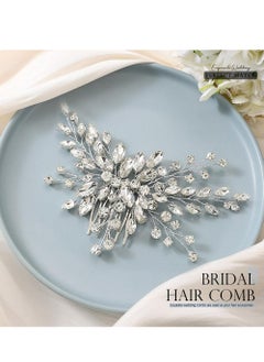 Oasisgalore Silver Crystal Bride Wedding Hair Comb, Bridal Side Clip Hair Accessory for Women and Girls.  - Image 2