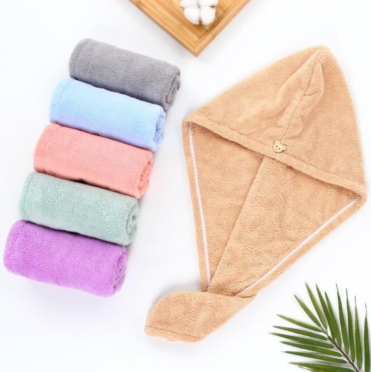 Caltero Microfiber Hair Towel Wrap, Absorbent Hair Drying Bathrobe Towel Cap - Image 2