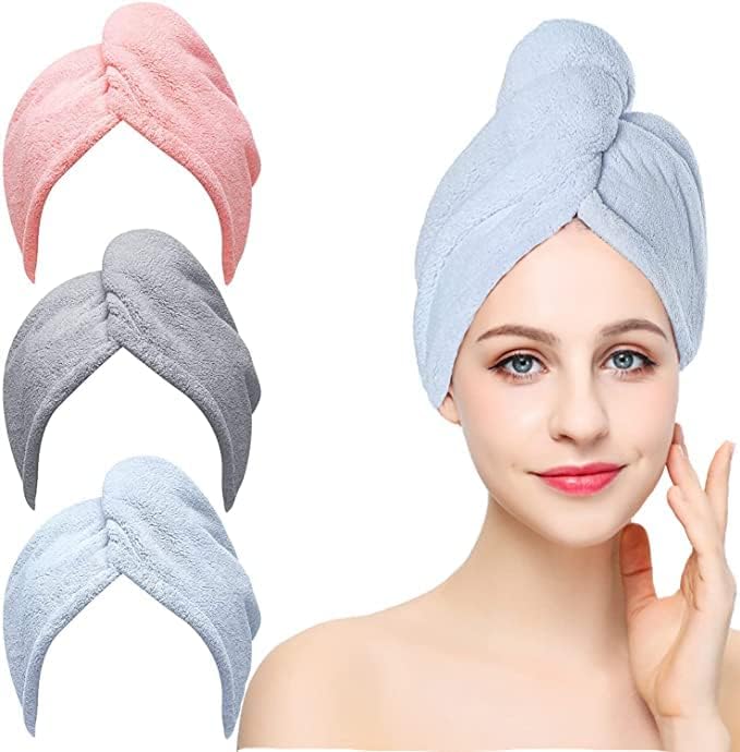 Caltero Microfiber Hair Towel Wrap, Absorbent Hair Drying Bathrobe Towel Cap - Image 5
