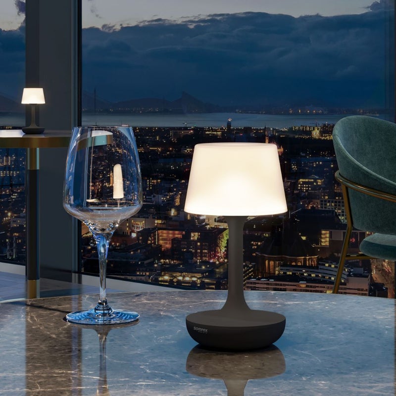 Sompex Ginn Rechargeable Table Lamp | 14 light colours | Stepless dimmable | Dimmer memory function | Indoor & Outdoor | Plastic Material | Battery operated | IP: 44 | 9.4 x 18 cm - Black - Image 2