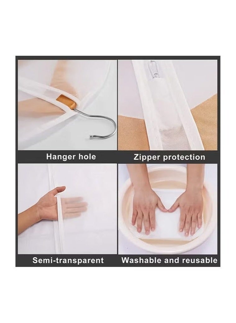 4-Pack Clear Garment Storage Bags, Dustproof and Waterproof Hanging Covers for Suits, Coats, Dresses, and Abayas, with Zippered Closure (120X60cm) - Image 3