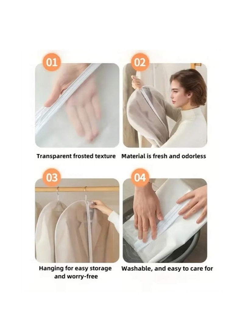 4-Pack Clear Garment Storage Bags, Dustproof and Waterproof Hanging Covers for Suits, Coats, Dresses, and Abayas, with Zippered Closure (120X60cm) - Image 2