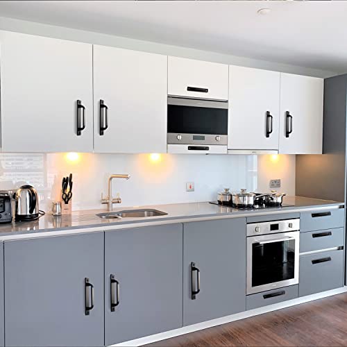 Westablize 2 Pack 5 Inch 128 mm Matte Black Square Cabinet Handles with Base Plate Aluminum Cabinet Pulls Drawer Pulls - Image 5