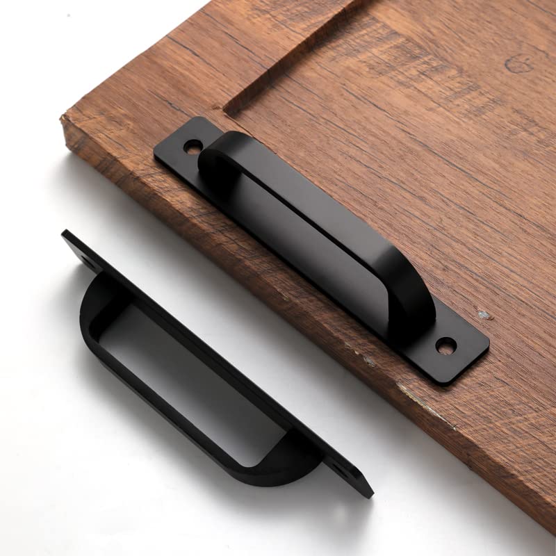 Westablize 2 Pack 5 Inch 128 mm Matte Black Square Cabinet Handles with Base Plate Aluminum Cabinet Pulls Drawer Pulls - Image 2