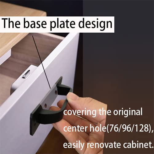 Westablize 2 Pack 5 Inch 128 mm Matte Black Square Cabinet Handles with Base Plate Aluminum Cabinet Pulls Drawer Pulls - Image 3