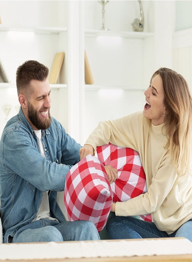 yuboo Red and White Gingham Pillow Covers - 18 x 18 Inch Set of 4, Buffalo Red Plaid Throw Pillow Covers for Couch Sofa Decor 4th of July Decoration - Image 2
