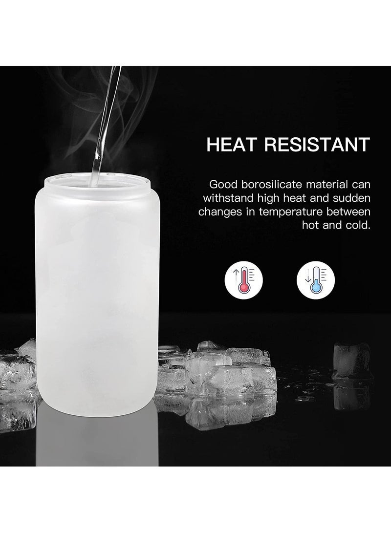 Glass Blanks with Bamboo Lid 350ML Frosted Sublimation Can Glass Sublimation Glass Tumblers for Iced Coffee Juice Soda Drinks (4 PACK) - Image 5