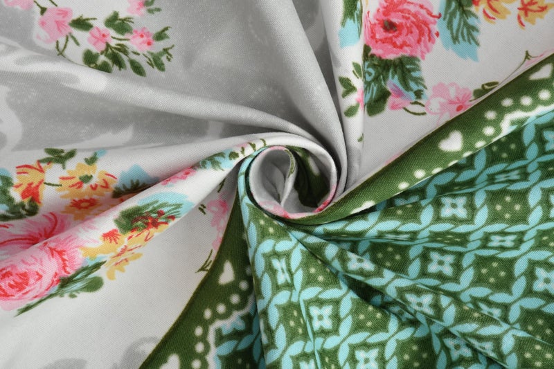 Homefab India 180 TC Microfiber Single BedSheet with 1 Pillow Cover - Green, Grey, Floral - Image 4