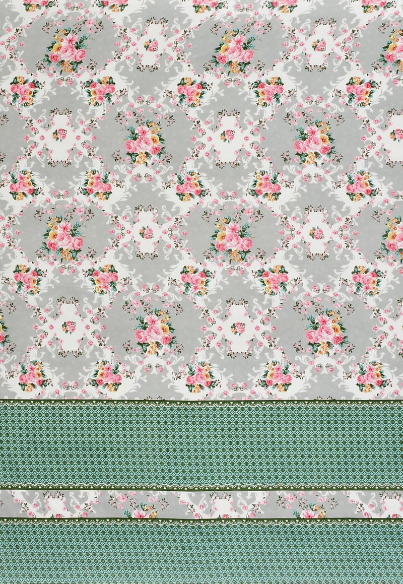 Homefab India 180 TC Microfiber Single BedSheet with 1 Pillow Cover - Green, Grey, Floral - Image 2