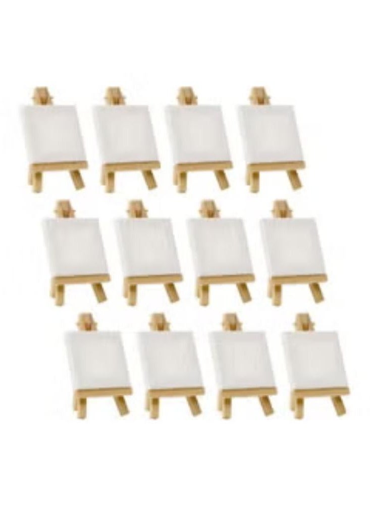 Set Of 12 Artists Mini Canvas With Easel Stand White/Beige - Image 1