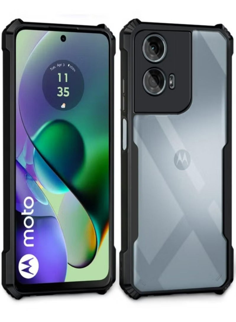 Motorola G35 5G Case Cover, Ultra-Thin Lightweight Cover Soft TPU Bumper, Acrylic Clear Back Mobile Phone Case Cover For Motorola G35 5G, Black - Image 1