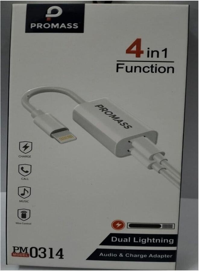PROMASS Charger and Headphone Cable 4 in 1 Original For IPhone, White Color From Promas - Image 1