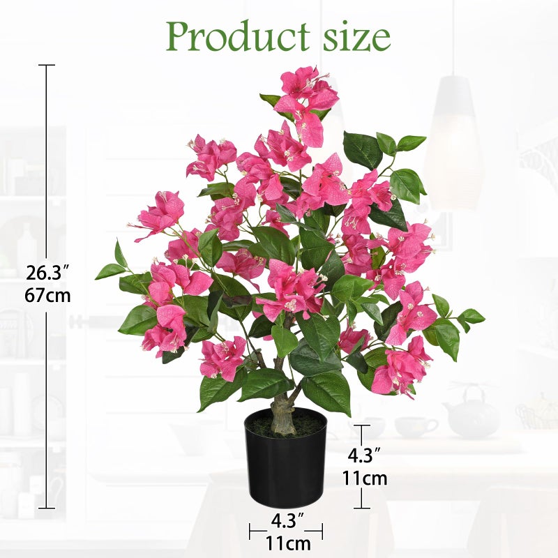Villa Como 26.3â€ Large Fake Plants Artificial Flowers Bougainvillea Artificial Plants Trees Indoor Pots, Faux Plants Perfect for Home Decor, Living Room Table Decor, Bedroom Shelf Decor, Dining Room Decor - Image 3