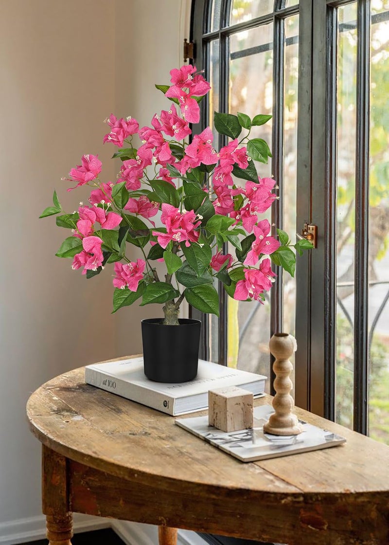 Villa Como 26.3â€ Large Fake Plants Artificial Flowers Bougainvillea Artificial Plants Trees Indoor Pots, Faux Plants Perfect for Home Decor, Living Room Table Decor, Bedroom Shelf Decor, Dining Room Decor - Image 5