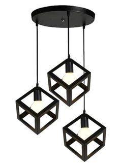 HUA QIANG WANG Modern Industrial Pendant Light 1-Head/3-Head Black Ceiling Lamp, Adjustable Height Hanging Chandelier Lighting Fixture for Kitchen Island,Living Room,Dining Room,Bedroom  - Image 1