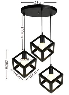 HUA QIANG WANG Modern Industrial Pendant Light 1-Head/3-Head Black Ceiling Lamp, Adjustable Height Hanging Chandelier Lighting Fixture for Kitchen Island,Living Room,Dining Room,Bedroom  - Image 2