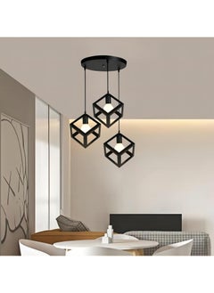 HUA QIANG WANG Modern Industrial Pendant Light 1-Head/3-Head Black Ceiling Lamp, Adjustable Height Hanging Chandelier Lighting Fixture for Kitchen Island,Living Room,Dining Room,Bedroom  - Image 3