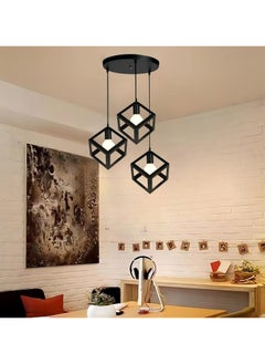 HUA QIANG WANG Modern Industrial Pendant Light 1-Head/3-Head Black Ceiling Lamp, Adjustable Height Hanging Chandelier Lighting Fixture for Kitchen Island,Living Room,Dining Room,Bedroom  - Image 4