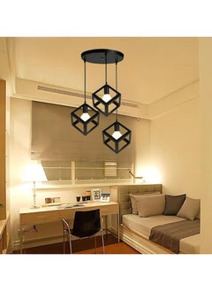 HUA QIANG WANG Modern Industrial Pendant Light 1-Head/3-Head Black Ceiling Lamp, Adjustable Height Hanging Chandelier Lighting Fixture for Kitchen Island,Living Room,Dining Room,Bedroom  - Image 5