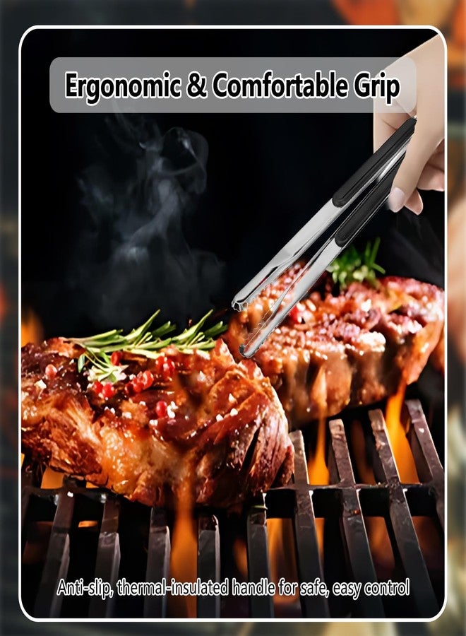 YAFIYGI BBQ Tongs Premium Korean Cooking Heat Resistant Metal Kitchen Utensils Set for Frying Grilling Meat Hot Pot and Ice 12 inch Non Slip Grip Tongs for Cooking Essentials - Image 5