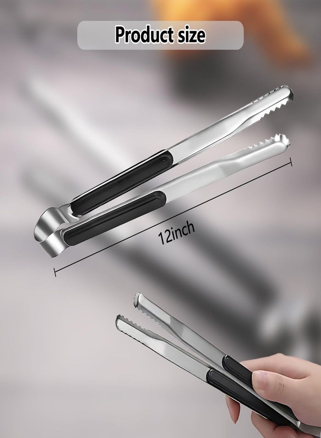 YAFIYGI BBQ Tongs Premium Korean Cooking Heat Resistant Metal Kitchen Utensils Set for Frying Grilling Meat Hot Pot and Ice 12 inch Non Slip Grip Tongs for Cooking Essentials - Image 2