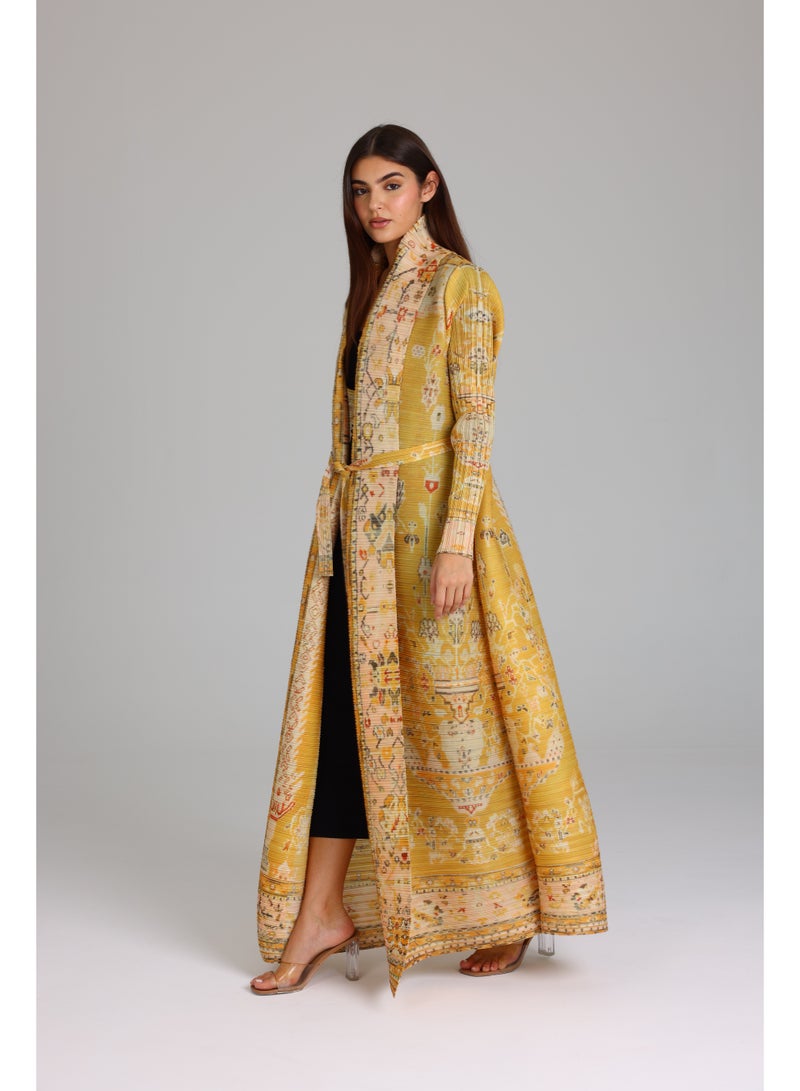 IKKXA Colorful Printed Yellow Abaya ABY1178 Yellow - Image 2