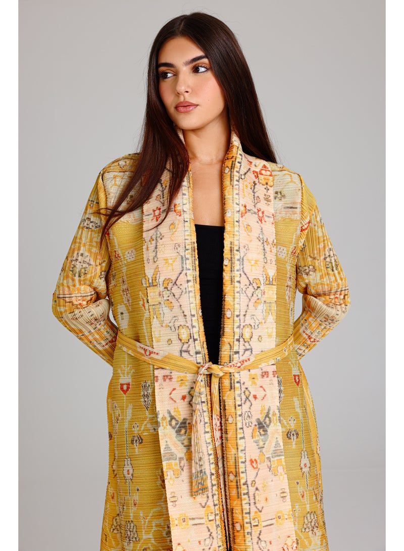 IKKXA Colorful Printed Yellow Abaya ABY1178 Yellow - Image 3