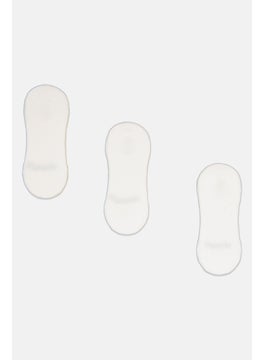 Algspar Men 3 Pair Brand Logo Round Invisible Socks, White  - Image 2