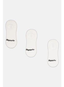 Algspar Men 3 Pair Brand Logo Round Invisible Socks, White  - Image 1
