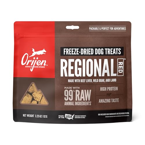 ORIJEN Grain Free High Protein Freeze Dried Dog Treats Regional Red Recipe 3.25oz Bag - Image 1