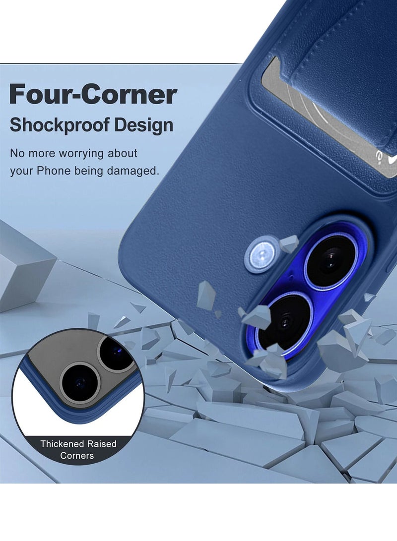 Wtech Apple iPhone 16 2024 Silicone TPU Card Holder with Hand Grip Case Cover - Navy Blue - Image 3