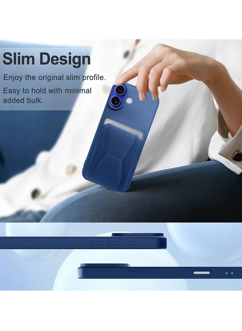 Wtech Apple iPhone 16 2024 Silicone TPU Card Holder with Hand Grip Case Cover - Navy Blue - Image 4