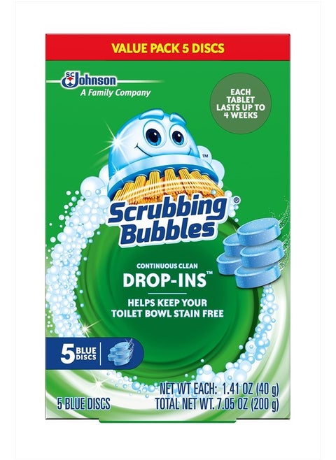 Toilet Tablets, Continuous Clean Toilet Drop Ins, Helps Keep Toilet Stain Free and Helps Prevent Limescale Buildup, 5 Count, Pack of 1