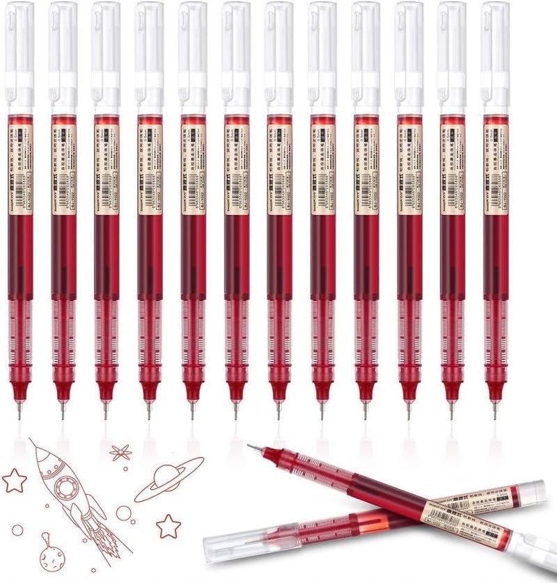 ARROLLIANT Red Gel Pens Set of 12, 0.5mm Fine Point Pens, Smooth Writing Quick Dry Liquid Ink, No Smudge Retractable Gel Pens for Office, School Supplies, Journaling, Note Taking, Exams - Image 1