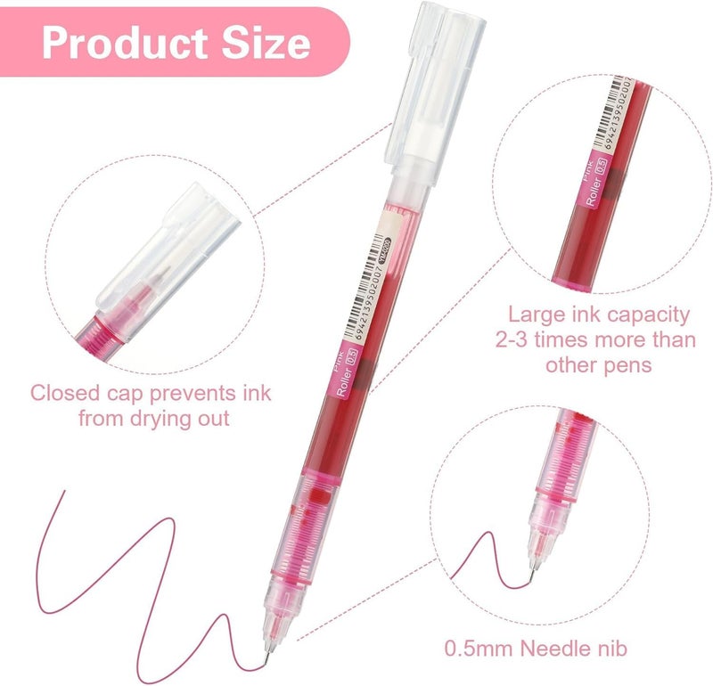 ARROLLIANT Red Gel Pens Set of 12, 0.5mm Fine Point Pens, Smooth Writing Quick Dry Liquid Ink, No Smudge Retractable Gel Pens for Office, School Supplies, Journaling, Note Taking, Exams - Image 5