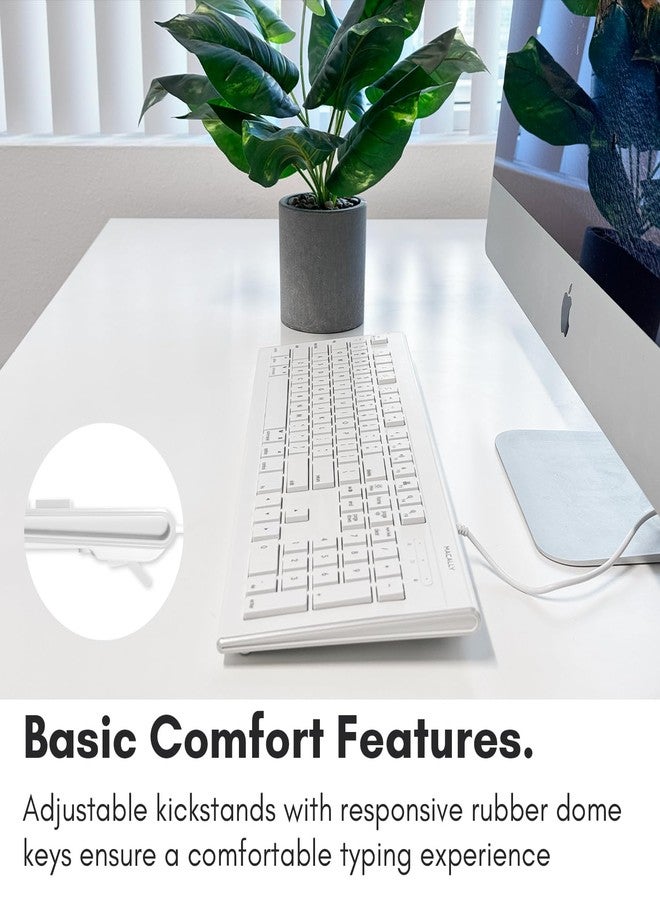 Macally Full Size USB Wired Keyboard for Mac and PC - Plug & Play Wired Computer Keyboard - Compatible Apple Keyboard with 15 Shortcut Keys for Easy Controls & Navigation - White - Image 5