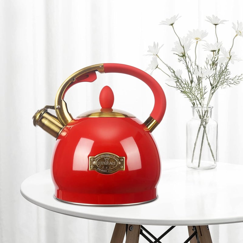 LUXGRACE 3Quart Whistling Tea Kettle Classic Teapot Stainless Steel Teakettle with Cool Grip for Stovetop - Image 3