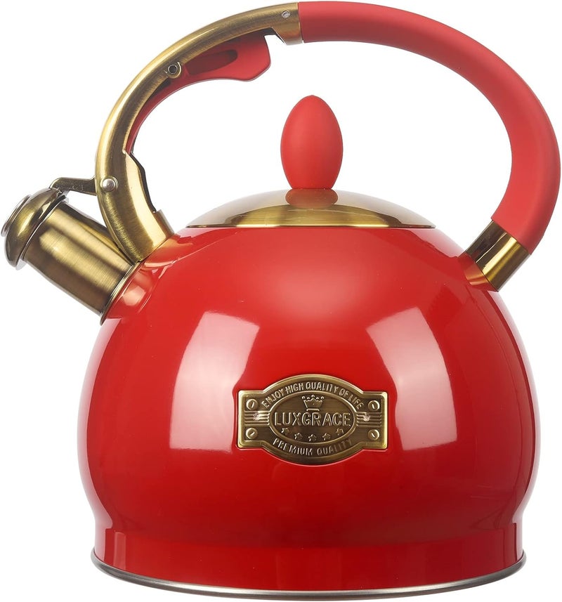 LUXGRACE 3Quart Whistling Tea Kettle Classic Teapot Stainless Steel Teakettle with Cool Grip for Stovetop - Image 1