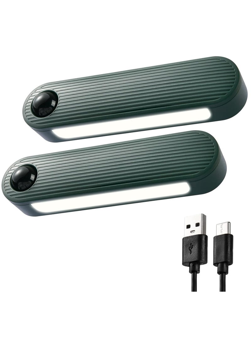 SOLARAE Night Light with Motion Sensor Dimmable Rechrageable LED Night Lights for Kids Bedrooms Warm White Nightlights Magnetic USB Chargeable for Room Bathroom Cabinet Closet Hallway 2 Pack Green - Image 1