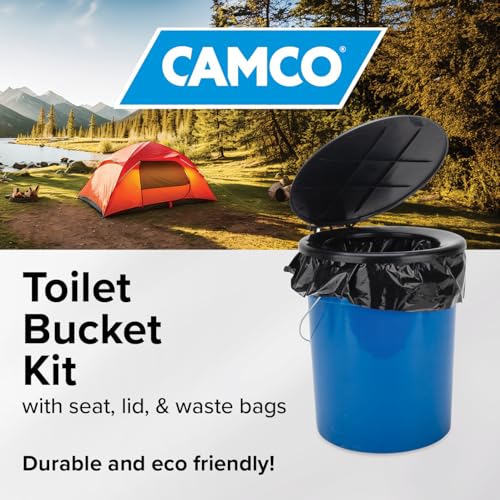 Camco دلو مرحاض كامكو المحمول - مزود بـ 3 أكياس للتنظيف السهل ومقبض حمل مرفق - يتضمن مقعد وغطاء مرفق (41549) - Image 2