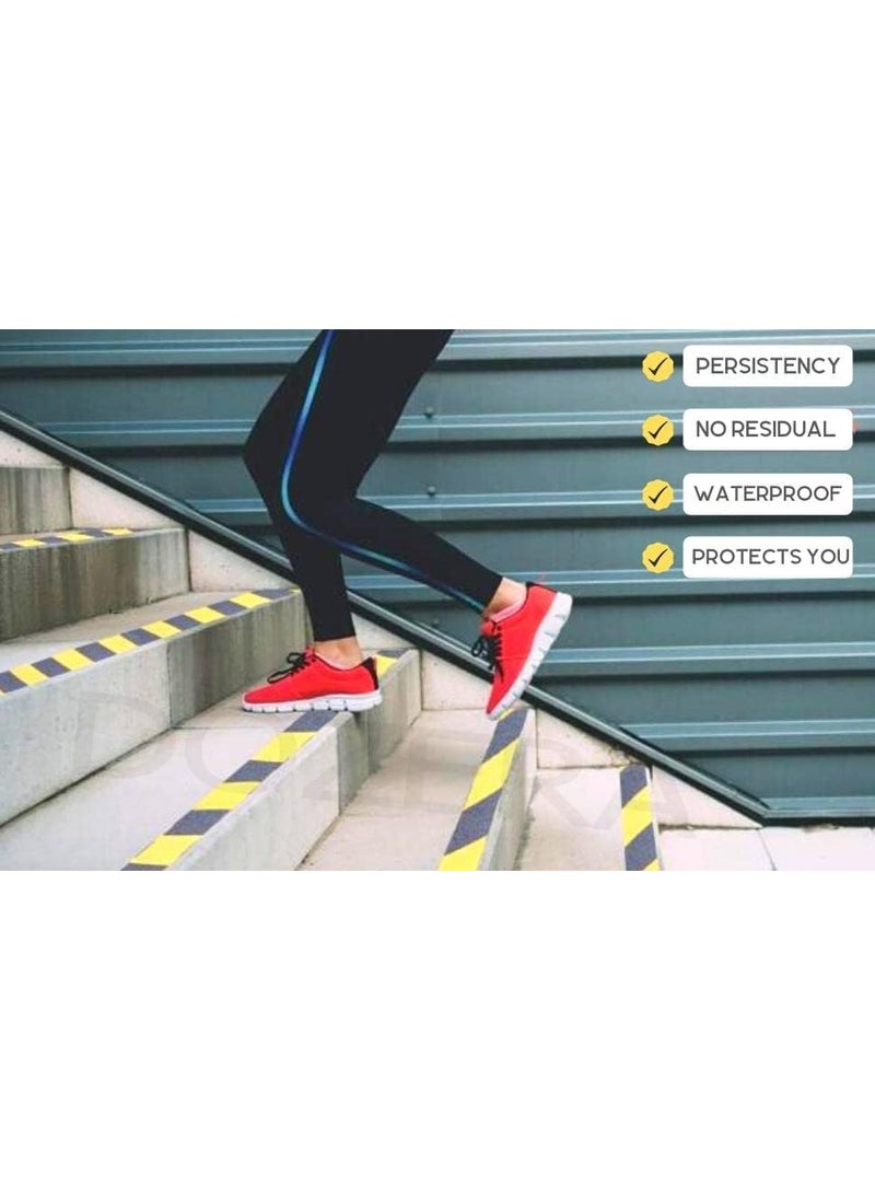 svk dream SVK DREAM Anti-Skid Tape for Stairs, Anti Slip Tape, Waterproof Strong Adhesive Non Slip Tape for Steps, Indoor/Outdoor stairs, Lawn Grip Tape Roll, Safety tape |Yellow & Black 5 Meters x 50MM|  - Image 2