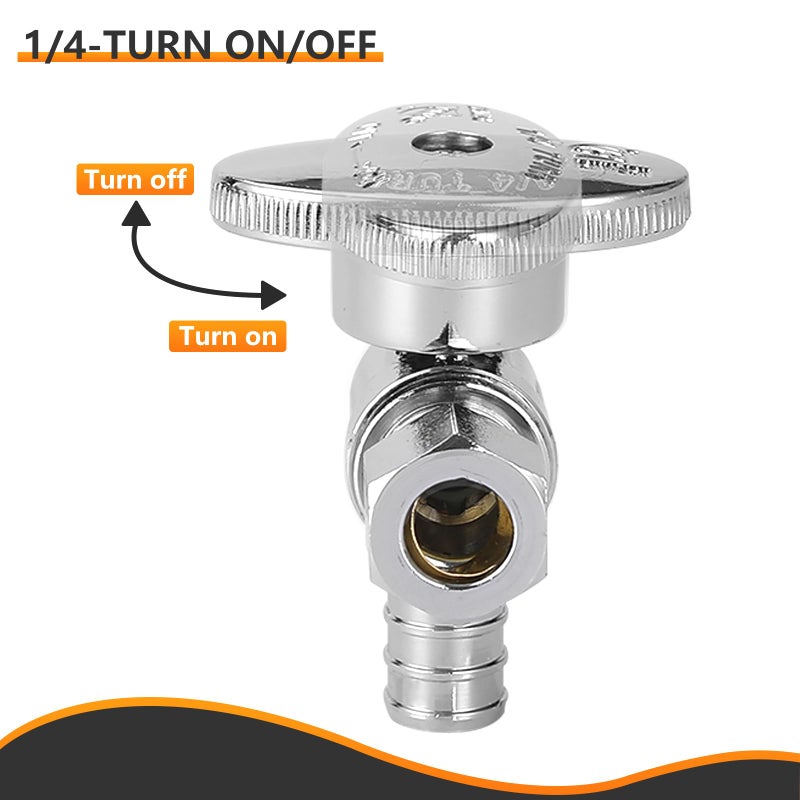 HeSun 10-PCs HeSun Pex Angle Stop Valve, 1/2" Pex x 3/8" OD Compression Angle Stop, 1/4 Turn Shut Off Valve for Bathroom, ASTM F1807(VALVE076-10) - Image 5